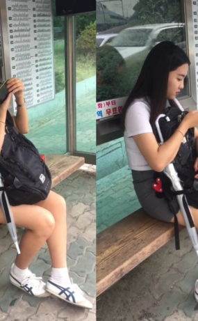 정류장 통화중인 고딩 찍음(원본)