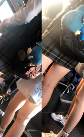 버스 밑에서 다리 엉덩이 찍음